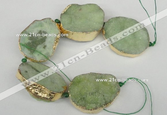 CNG1500 8 inches 30*35mm - 35*45mm freeform agate beads with brass setting