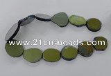 CNG1502 15.5 inches 22*25mm - 30*35mm freeform plated agate beads