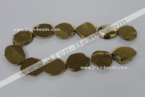 CNG1503 15.5 inches 22*25mm - 30*35mm freeform plated agate beads