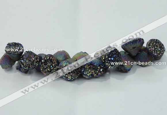 CNG1537 7.5 inches 10*14mm - 15*20mm nuggets plated druzy agate beads