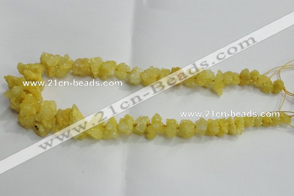 CNG1544 15.5 inches 6*8mm - 15*20mm nuggets plated druzy quartz beads