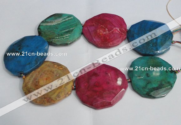 CNG1555 15.5 inches 50*52mm faceted freeform agate beads