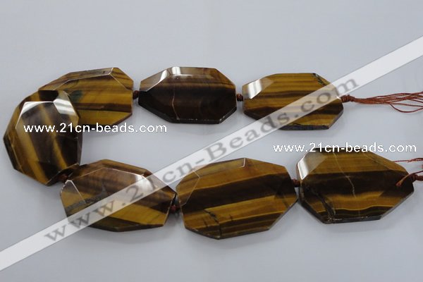 CNG1558 15.5 inches 40*55mm faceted freeform yellow tiger eye beads