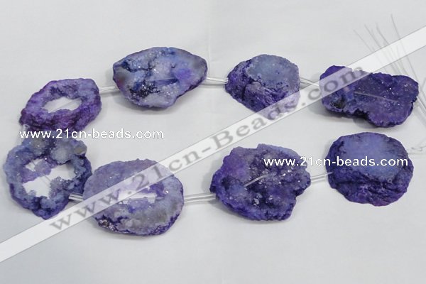 CNG1562 30*35mm - 35*40mm freeform plated druzy agate beads