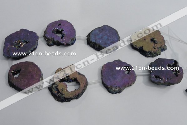 CNG1563 30*40mm - 40*50mm freeform plated druzy agate beads