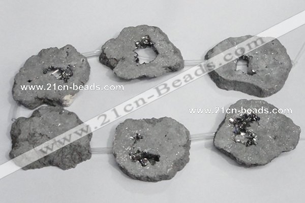 CNG1568 30*40mm - 40*50mm freeform plated druzy agate beads