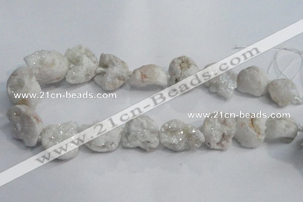 CNG1575 18*25mm - 20*30mm nuggets plated druzy agate beads