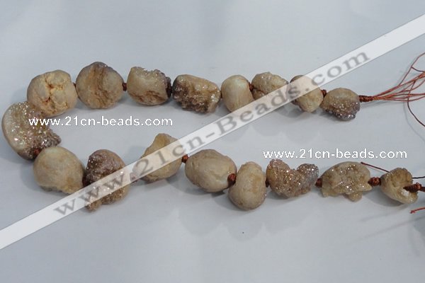 CNG1576 18*25mm - 20*30mm nuggets plated druzy agate beads