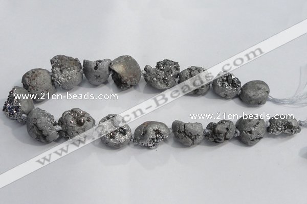 CNG1577 18*25mm - 20*30mm nuggets plated druzy agate beads