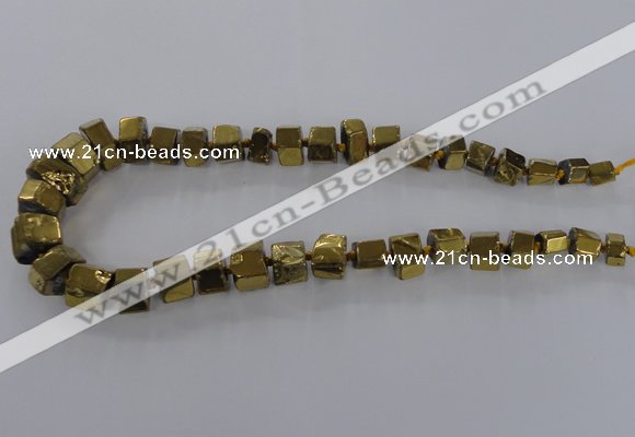 CNG1582 15.5 inches 8*12mm - 12*20mm nuggets plated quartz beads