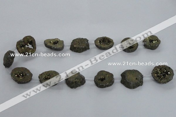 CNG1585 15.5 inches 15*20mm - 20*25mm freeform plated druzy agate beads