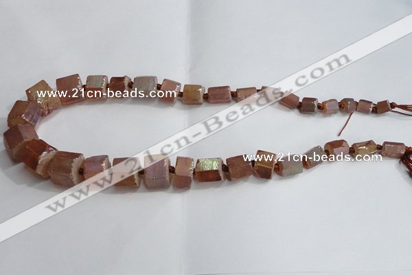 CNG1591 15.5 inches 8*12mm - 12*20mm nuggets plated quartz beads