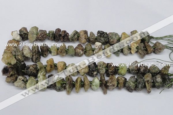 CNG1598 15.5 inches 10*14mm - 15*20mm nuggets green garnet beads