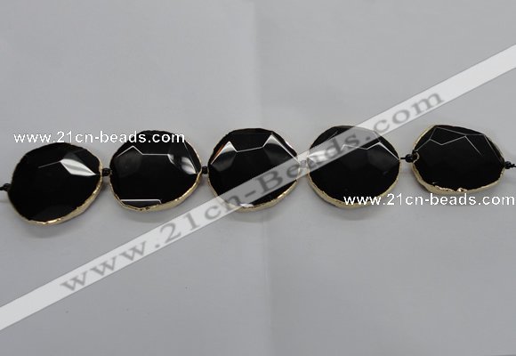 CNG1600 8 inches 38*45mm - 45*48mm freeform agate beads with brass setting