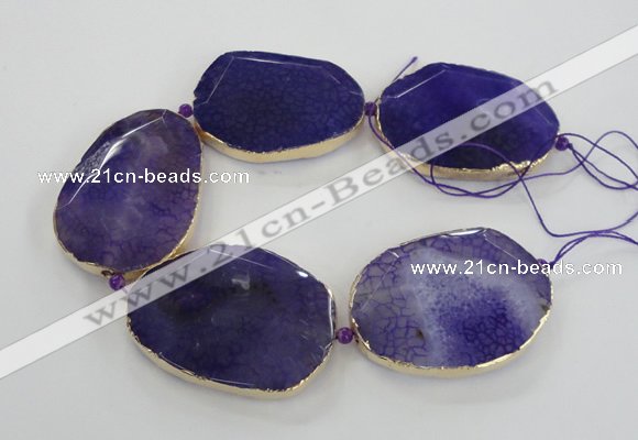 CNG1610 7.5 inches 40*55mm freeform agate beads with brass setting