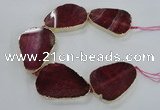 CNG1621 8 inches 35*50mm - 45*55mm freeform agate beads with brass setting