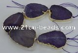 CNG1622 8 inches 35*50mm - 45*55mm freeform agate beads with brass setting
