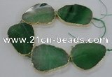 CNG1624 8 inches 35*50mm - 45*55mm freeform agate beads with brass setting