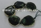 CNG1626 8 inches 40*45mm - 45*50mm freeform agate beads with brass setting