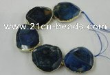 CNG1638 8 inches 40*45mm - 45*50mm freeform agate beads with brass setting