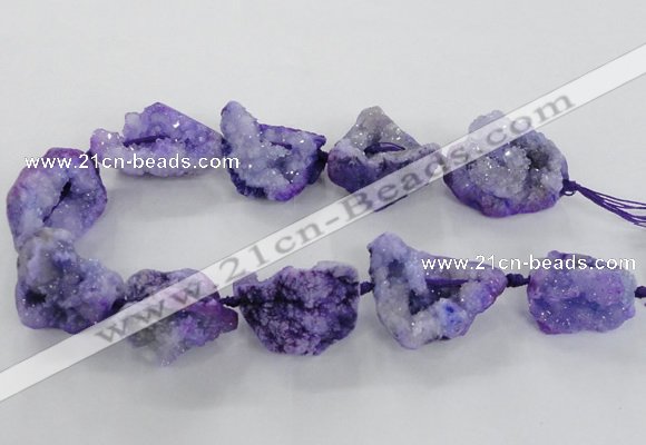 CNG1648 15.5 inches 22*30mm - 25*45mm nuggets plated druzy agate beads