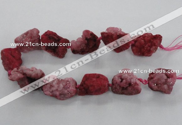 CNG1649 15.5 inches 22*30mm - 25*45mm nuggets plated druzy agate beads