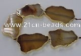 CNG1650 8 inches 35*50mm - 45*65mm freeform agate beads with brass setting