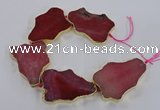 CNG1651 8 inches 35*50mm - 45*65mm freeform agate beads with brass setting