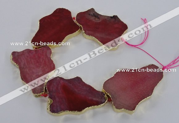 CNG1651 8 inches 35*50mm - 45*65mm freeform agate beads with brass setting