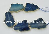 CNG1652 8 inches 35*50mm - 45*65mm freeform agate beads with brass setting