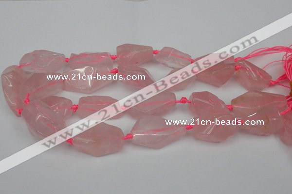 CNG1703 15.5 inches 15*20mm - 18*38mm nuggets rose quartz beads