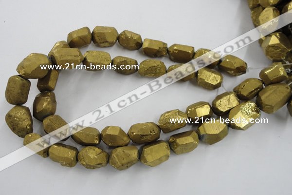 CNG1801 13*18mm - 15*20mm faceted nuggets plated quartz beads