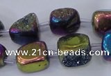 CNG2002 15.5 inches 8*12mm - 10*15mm nuggets plated quartz beads