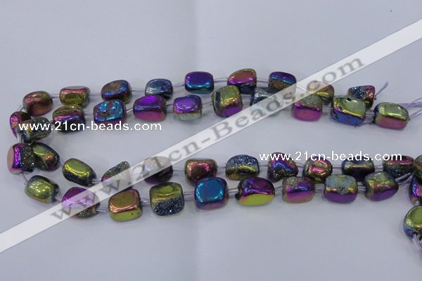 CNG2002 15.5 inches 8*12mm - 10*15mm nuggets plated quartz beads