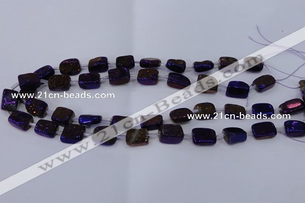 CNG2005 15.5 inches 8*12mm - 10*15mm nuggets plated quartz beads