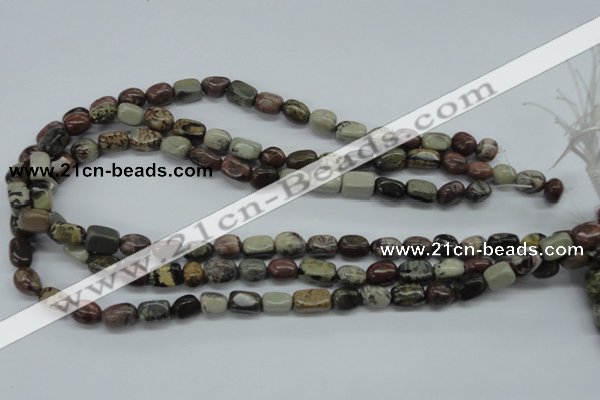 CNG202 15.5 inches 8*13mm nuggets leopard skin jasper beads