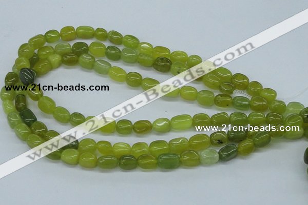 CNG204 15.5 inches 8-9mm*10-12mm nuggets Korean jade gemstone beads