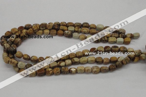 CNG208 15.5 inches 8*10mm nuggets picture jasper gemstone beads