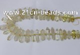 CNG2150 15.5 inches 8*25mm - 10*40mm faceted nuggets lemon quartz beads