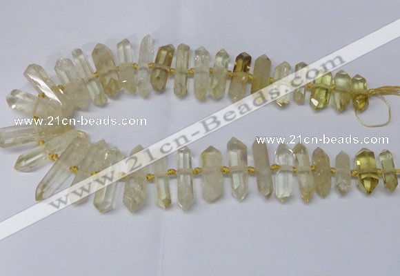 CNG2150 15.5 inches 8*25mm - 10*40mm faceted nuggets lemon quartz beads