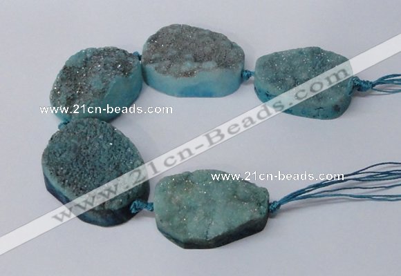 CNG2173 7.5 inches 25*35mm - 35*40mm freeform druzy agate beads