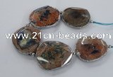 CNG2178 8 inches 40*45mm - 45*50mm freeform agate beads with brass setting