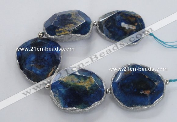 CNG2179 8 inches 40*45mm - 45*50mm freeform agate beads with brass setting