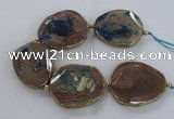 CNG2181 8 inches 40*45mm - 45*50mm freeform agate beads with brass setting