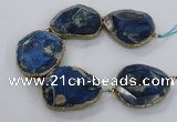 CNG2182 8 inches 40*45mm - 45*50mm freeform agate beads with brass setting