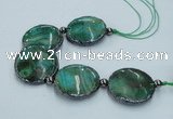 CNG2191 7.5 inches 30mm flat round agate beads with brass setting