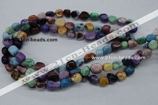 CNG228 15.5 inches 10*14mm nuggets dyed white agate gemstone beads