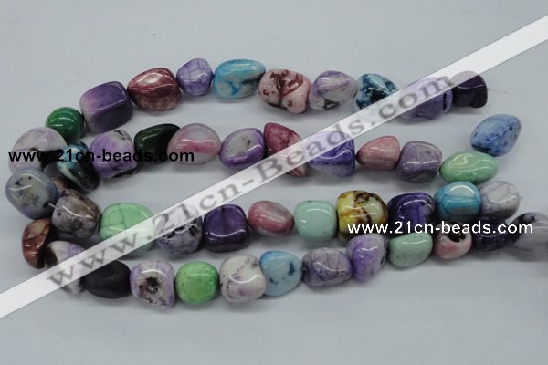 CNG229 15.5 inches 15*20mm nuggets dyed white agate gemstone beads