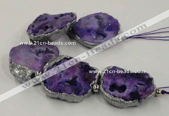 CNG2330 7.5 inches 35*40mm - 45*50mm freeform druzy agate beads