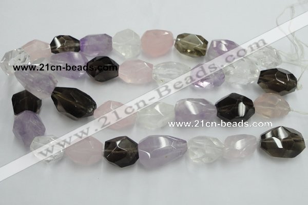 CNG236 15.5 inches 15*22mm – 18*25mm faceted nuggets mixed quartz beads